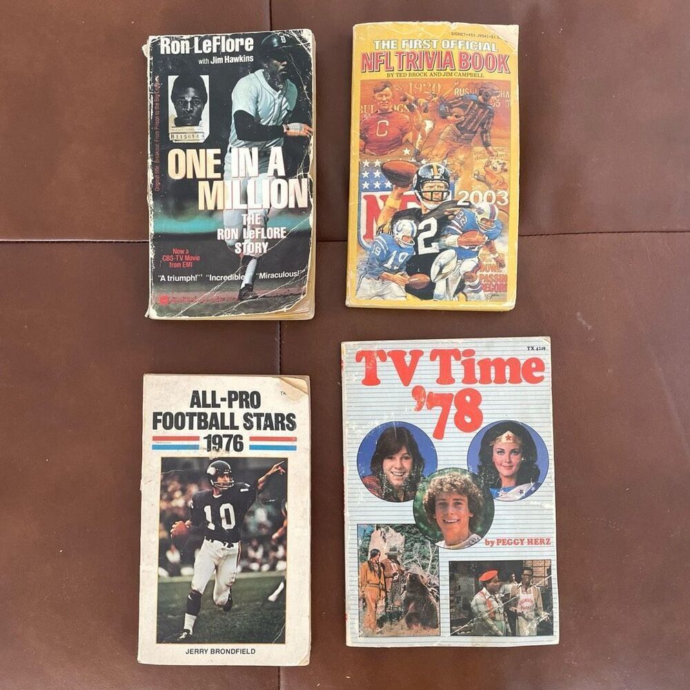 4 Vintage 70s Sports Pop Culture Books Soft Cover